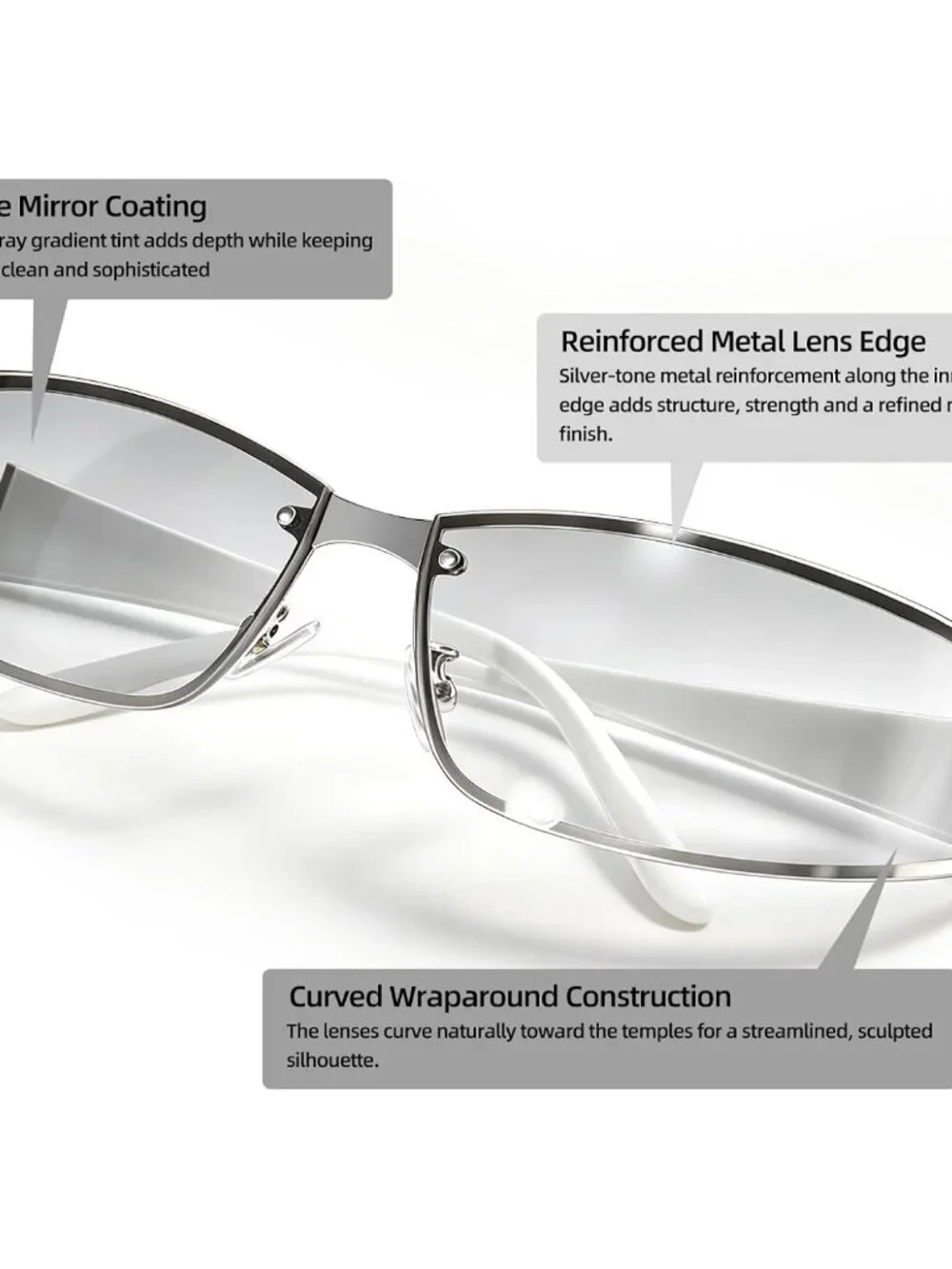 Retro-Futuristic Women’s Rimless Shield Sunglasses – Lightweight & Fashionable
